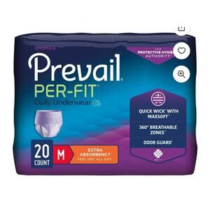 Prevail Daily Underwear Disposable Underwear Female PullOnTearAway Medium, 20 Ct